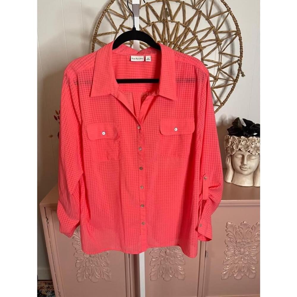 Kim Roger XL coral lightweight button‎ up shirt